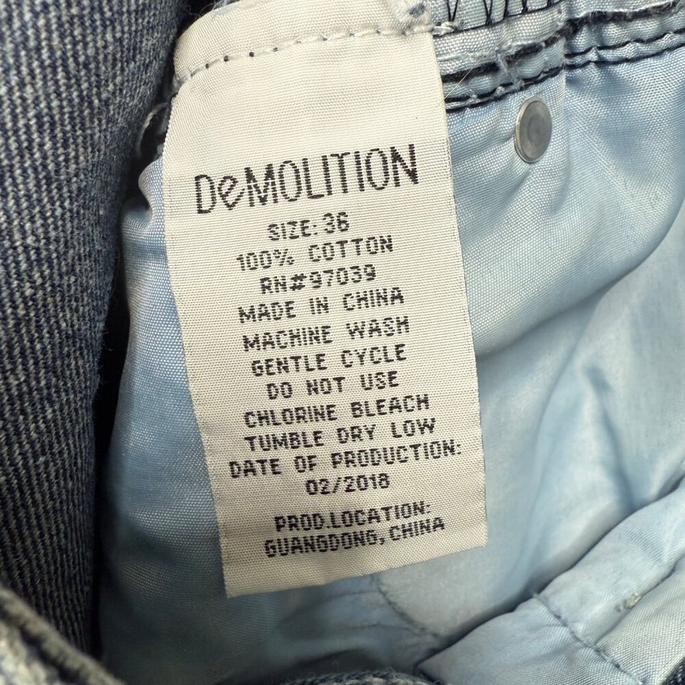 Demolition Jeans Mens Size 36 Blue Denim Straight Fit Embroidered Pockets - Picture 6 of 10